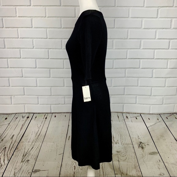 🔥BAR III🔥A-LINE DRESS COLD SHOULDER CUTOUT BLACK SIZE MEDIUM NWT - Picture 4 of 6